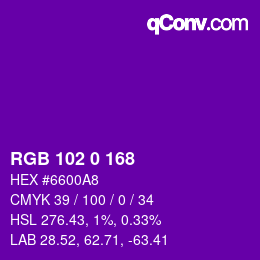 Color code: RGB 102 0 168 | qconv.com