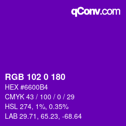 Color code: RGB 102 0 180 | qconv.com