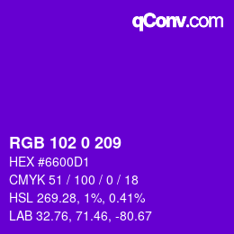 Color code: RGB 102 0 209 | qconv.com