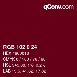 Color code: RGB 102 0 24 | qconv.com