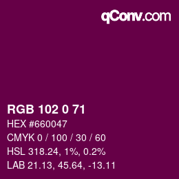 Color code: RGB 102 0 71 | qconv.com