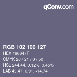 Color code: RGB 102 100 127 | qconv.com
