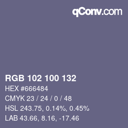 Color code: RGB 102 100 132 | qconv.com