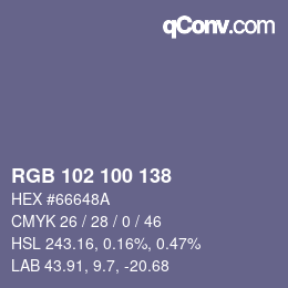 Color code: RGB 102 100 138 | qconv.com