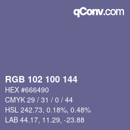 颜色代码: RGB 102 100 144 | qconv.com