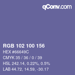 Color code: RGB 102 100 156 | qconv.com