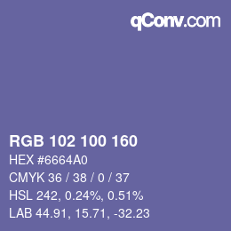 Color code: RGB 102 100 160 | qconv.com