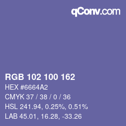 Color code: RGB 102 100 162 | qconv.com