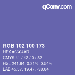 Color code: RGB 102 100 173 | qconv.com