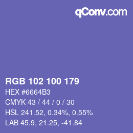 Color code: RGB 102 100 179 | qconv.com