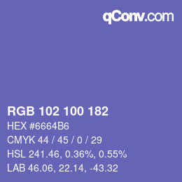 Color code: RGB 102 100 182 | qconv.com