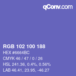 Color code: RGB 102 100 188 | qconv.com
