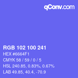 Color code: RGB 102 100 241 | qconv.com