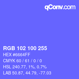 Color code: RGB 102 100 255 | qconv.com