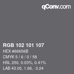 Color code: RGB 102 101 107 | qconv.com