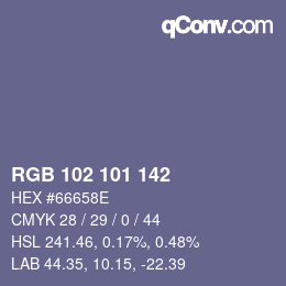 Color code: RGB 102 101 142 | qconv.com