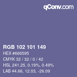 Farbcode: RGB 102 101 149 | qconv.com