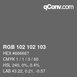 Color code: RGB 102 102 103 | qconv.com