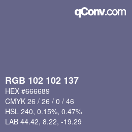 Color code: RGB 102 102 137 | qconv.com