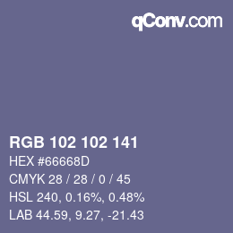 Color code: RGB 102 102 141 | qconv.com