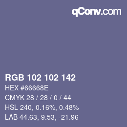 カラーコード: RGB 102 102 142 | qconv.com