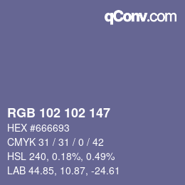Color code: RGB 102 102 147 | qconv.com