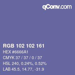 Color code: RGB 102 102 161 | qconv.com