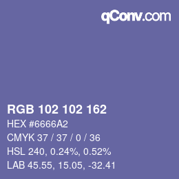 カラーコード: RGB 102 102 162 | qconv.com