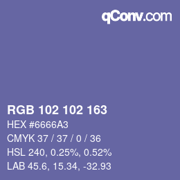 Farbcode: RGB 102 102 163 | qconv.com