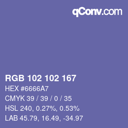 Color code: RGB 102 102 167 | qconv.com