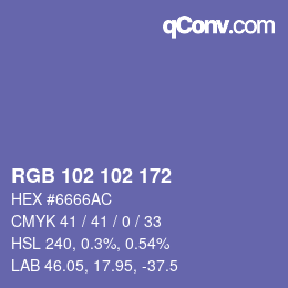 Color code: RGB 102 102 172 | qconv.com