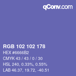 Color code: RGB 102 102 178 | qconv.com