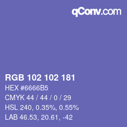Color code: RGB 102 102 181 | qconv.com