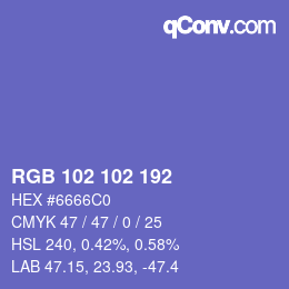 Color code: RGB 102 102 192 | qconv.com