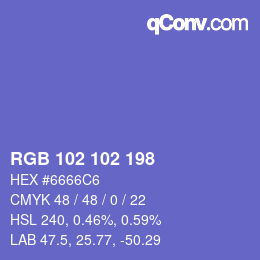 Color code: RGB 102 102 198 | qconv.com