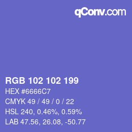 Color code: RGB 102 102 199 | qconv.com