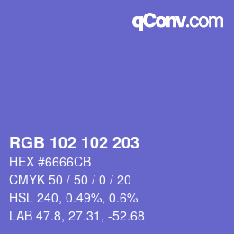 Color code: RGB 102 102 203 | qconv.com