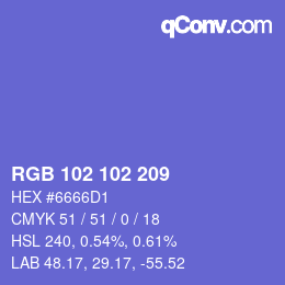 Color code: RGB 102 102 209 | qconv.com