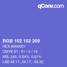 カラーコード: RGB 102 102 209 | qconv.com