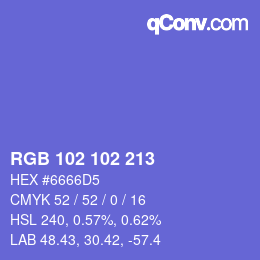 Color code: RGB 102 102 213 | qconv.com