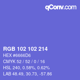 Color code: RGB 102 102 214 | qconv.com