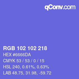 Color code: RGB 102 102 218 | qconv.com