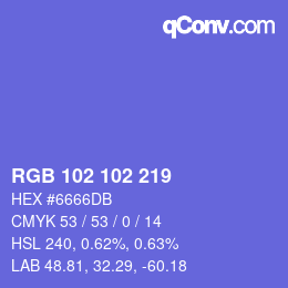 Color code: RGB 102 102 219 | qconv.com