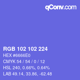 Color code: RGB 102 102 224 | qconv.com