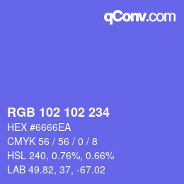 Color code: RGB 102 102 234 | qconv.com