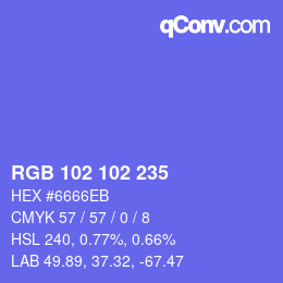 Color code: RGB 102 102 235 | qconv.com