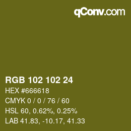 Color code: RGB 102 102 24 | qconv.com