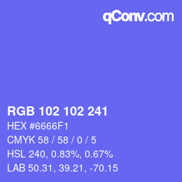 Color code: RGB 102 102 241 | qconv.com