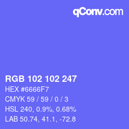 Color code: RGB 102 102 247 | qconv.com