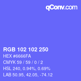 Color code: RGB 102 102 250 | qconv.com